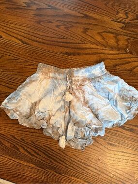 Surf Gypsy Light Blue and Cream Tie-Dye Ruffled Women’s Shorts